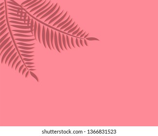 Pink background with palm leaf. Tropical background for banners, cards, web sites. Vector illustration. Eps 10 