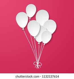 pink background with paper balloons