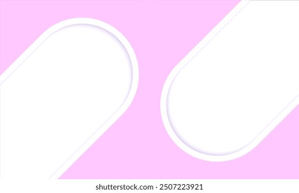 Fondo rosa, color de papel. diseño de presentación. Diseño Oval Rosa Minimalista. Fondo Abstractas moderno. Óvalos blancos 3D en rosa. Plantilla de Anuncio limpia y simple Elegante diseño rosa y blanco

