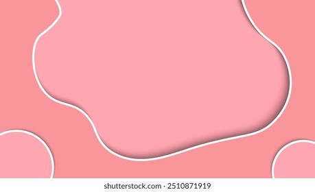 fundo cor-de-rosa, textura de cor de papel. Modelo de design de quadros minimalistas. Contexto abstrato feminino. Curvas modernas com molduras de borda rosa suave. linhas de borda branca Layout decorativo suave.
