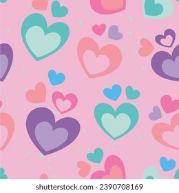 Pink Background with Pastel Hearts seamless pattern.  Perfect for fabric, scrapbooking, wallpaper projects, and paper products.