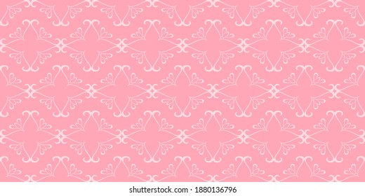 Pink background pattern. Decorative ornament. Seamless wallpaper texture. Ideal for fabrics, covers, posters, wallpapers. Vector background image