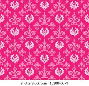 Pink background pattern. Seamless wallpaper in vintage style. Color - pink shades. Vector illustration