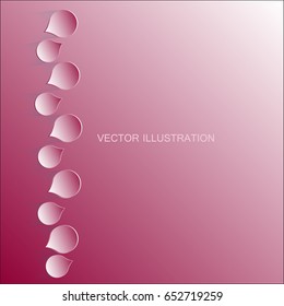 Pink background with petals made of paper. Vector illustration