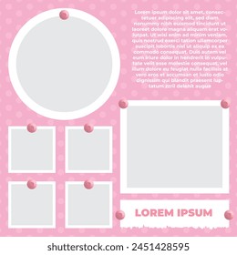 pink background with photo collage vector template
