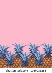 Pink background with pineapple. Vector illustration.