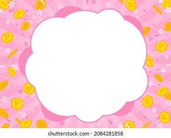 pink background with point coins, cherry blossoms and confetti