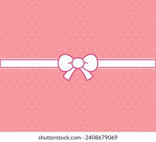Pink background with polka dot, ribbon, stripes and pastel color for wallpapers, themes, banners, cards, flyers and social media. 
Cute pink wallpaper. 
Color vector illustration.