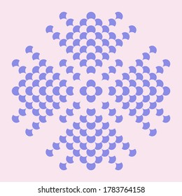 Pink background With purple flower patterns in the middle The frame resembled a fish tail with decorations at the end.