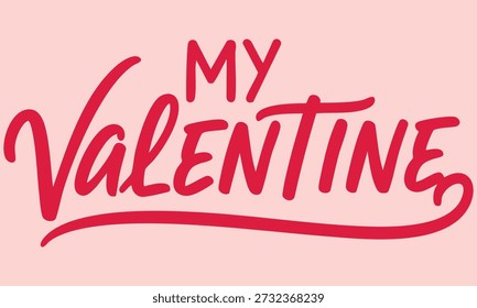 Un fondo rosa con texto rojo de estilo manuscrito que dice 'Mi San Valentín'