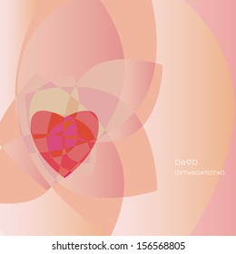 The pink background with red heart 