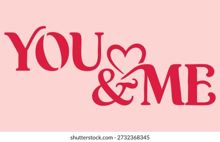 Un fondo rosa con texto rojo 'TÚ y YO' y un símbolo del corazón, perfecto para el día de San Valentín o ocasiones románticas.