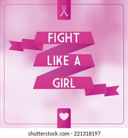 a pink background with a ribbon with text for breast cancer campaigns