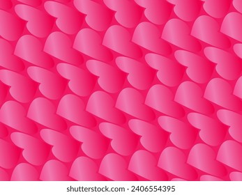 Pink background with romantic concept. Valentine's day celebration. Vector illustration. Flat pink heart with frame on geometric background. Love greeting card sale banner.