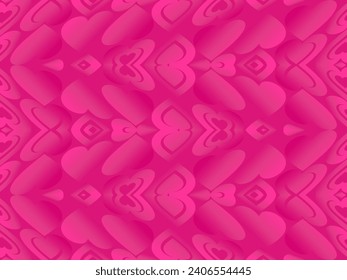 rosafarbener Hintergrund mit romantischem Konzept. Valentinstag-Feier. Vektorgrafik. Flaches rosafarbenes Herz mit Rahmen auf geometrischem Hintergrund. Liebes Grußkartenverkaufsbanner.