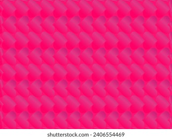 Fondo rosa con concepto romántico. Celebración de San Valentín. Ilustración vectorial. Corazón rosa plano con marco sobre fondo geométrico. Cartel de venta de tarjetas de felicitación de amor.