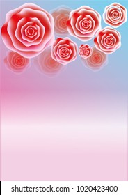 Pink background with roses, flowers. Vector illustration. Wallpaper, flyers, invitation, posters, brochure, banners.

