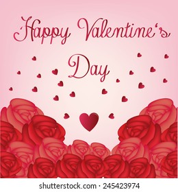 A pink background with a lot of roses and hearts for valentine's day