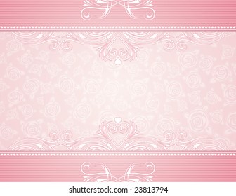pink background with roses, vector illustration