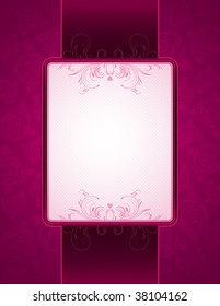 pink background with roses, vector illustration