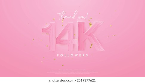 pink background to say thank you very much 14k followers.