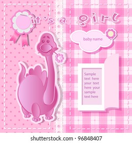 Pink background with scrapbook elements in vintage stile.