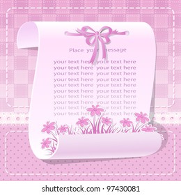 Pink background with scroll