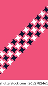 Pink background with seamless square white and dark blue color pattern 