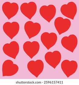 A pink background with a set of bright red lovers valentine hearts hearts