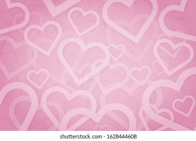 Pink background with shapes of heart, backdrop concept for valentine day.