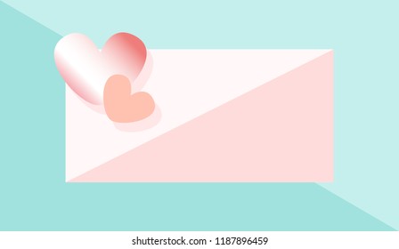 Pink background with shiny hearts. Vector illustration in minimalistic style
