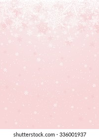 Pink background with snowflakes, vector illustration