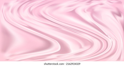 Fondo rosa con ondas suaves. Textura de lujo realista. Ropa de seda limpia. Ilustración vectorial para su diseño.