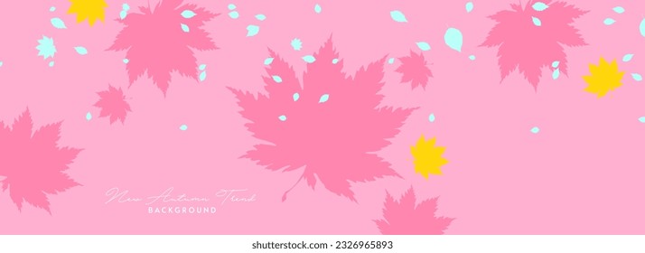 pink background Stock vector simple minimalistic autumn pink. Stylish leaves scattered around the background, use for design text or social media