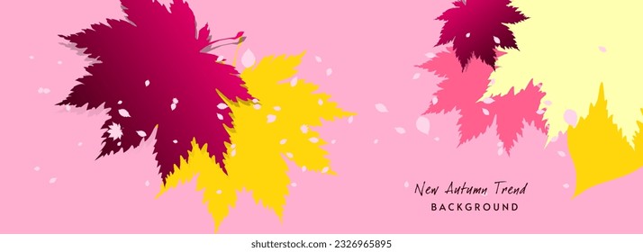 pink background Stock vector simple minimalistic autumn pink. Stylish leaves scattered around the background, use for design text or social media