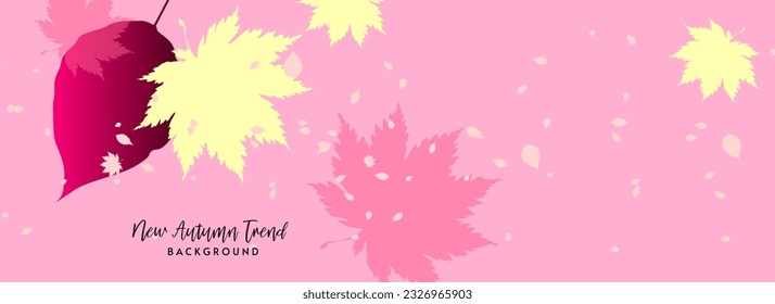 pink background Stock vector simple minimalistic autumn pink. Stylish leaves scattered around the background, use for design text or social media