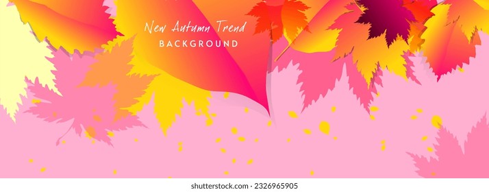 pink background Stock vector simple minimalistic autumn pink. Stylish leaves scattered around the background, use for design text or social media