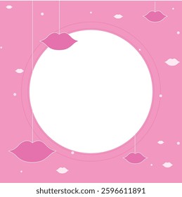 pink background for stories with lips with a round field for text, gentle pink background, love, romance