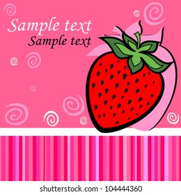 Pink background with  strawberry  and place for your text. vector illustration