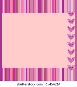 Pink background with stripes and hearts