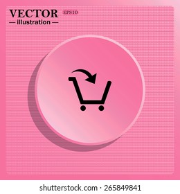 Pink background structure of plastic. Circle. Button.   put in shopping cart , vector illustration, EPS 10