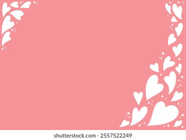 
Pink background studded with hand-drawn cute hearts