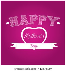Pink background with text, a heart and a ribbon for mother's day celebrations