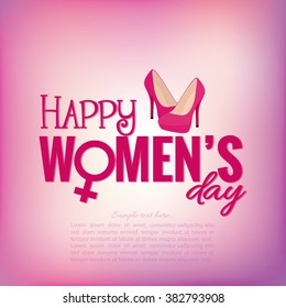 Pink background with text and heels for women's day