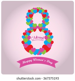 Pink background with text and ornaments for women's day