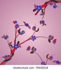 pink background with tree branches abstract vector