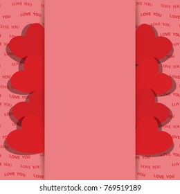 pink background for valentine day with red hearts - vector love you 