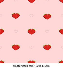 Fondo rosa para el Día de San Valentín. Patrón interminable con corazones y fresas.