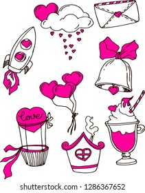 Pink background for Valentines Day letter.Party decor.Stickers