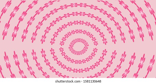 Pink background Vector design of flowers as radial curves, spread like tunnels